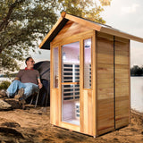 OUTEXER Outdoor Sauna 2 Person Sauna Infrared Saunas Dry Sauna Room Red Cedar and Canadian Hemlock Wood Wooden Sauna Spa 1800W APP Control 7 Color Light 48.8 * 37 * 87.4inch OUTEXER