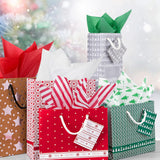 Blisstime Christmas Tissue Paper Gift Wrapping Paper, 120 Sheets, 13.5" X 19.5", White, Red, Green, Red Stripe, Christmas Trees Design Blisstime