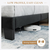 SHA CERLIN Queen Platform Bed Frame with Velvet Upholstered Headboard, Mattress Foundation with Strong Wooden Slats Support, No Box Spring Needed, Black SHA CERLIN