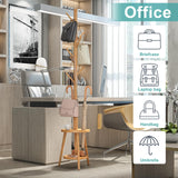 Coat Rack, Bamboo Wood Coat Freestanding with Umbrella Holder, Adjustable Height Coat Stand with 8 Hooks, kids coat rack, Used In The Bedroom Living Room, Office To Hang Clothes, Hats, Bags (Natural) Vriccc
