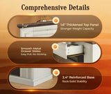 PRAISUN 70'' Fireplace TV Stand with 42'' Electric Fireplace, Farmhouse TV Stand for 65 75 Inch TV, Entertainment Center TV Console with 3 Drawers, Fluted Design, for Living Room, Distressed White PRAISUN