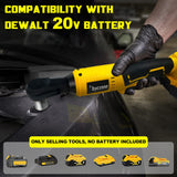 3/8" Brushless Ratchet Wrench Compatible with DEWALT 20V Battery, 74Ft-Lbs Electric Cordless Ratchet, Square Drive Wrench with Variable Speed, 1/4" Adapter, 3" Extension Bar & 7 Sockets (Tool Only) byczone
