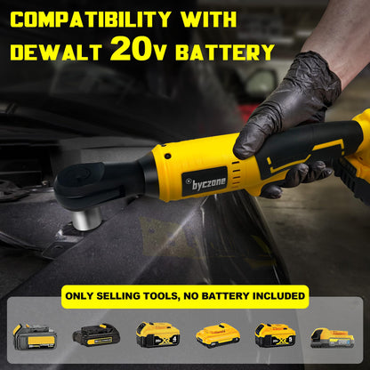 3/8" Brushless Ratchet Wrench Compatible with DEWALT 20V Battery, 74Ft-Lbs Electric Cordless Ratchet, Square Drive Wrench with Variable Speed, 1/4" Adapter, 3" Extension Bar & 7 Sockets (Tool - WoodArtSupply