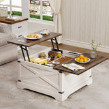 BROTTAR Lift Top Coffee Table with Storage, Square Coffee Table for Living Room with Wireless Charging, Farmhouse Coffee Table with Large Hidden Storage, White, 31.5" BROTTAR