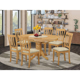 East-West Furniture AVAT7-OAK-C Modern Dining Table Set- 6 Great Wooden Dining Room Chairs with Linen Fabric Seat - A Beautiful Butterfly Leaf Dining Table (Oak Finish) East West Furniture