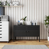 biosp 2 Door Metal Accent Cabinet 25" H Metal Storage Cabinet for Home Office Hallway Entryway Garage Basement, TV Stand for Living Room, Black biosp