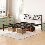 Kujielan Metal Platform Bed Frame with Headboard, 14 Inches King Bed, No Box Spring Needed, Steel Slat Support, Black, Easy Assembly Kujielan