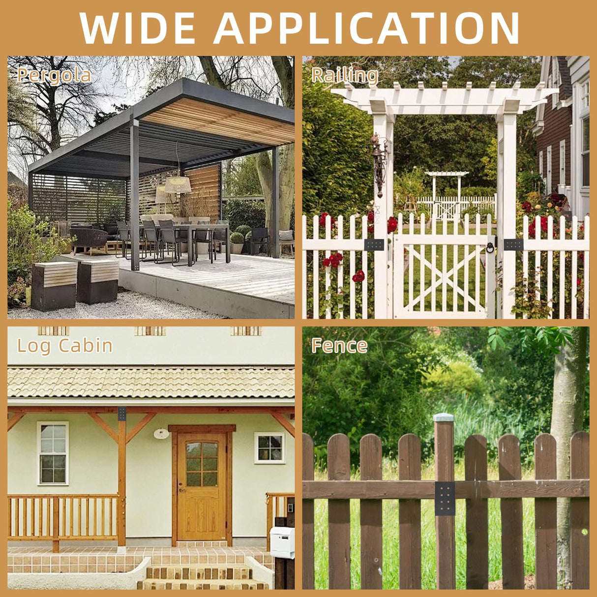 4 PCS Pergola Brackets Kit, Heavy Duty Pergola DIY Brackets Joist Bracket Connector Brace with Screws for 4''x4'' Wood Posts, Beam Support Bracket for Patio, Pergola, Log Cabin, Fence VavoStocks