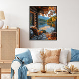 Paint by Numbers Kit for Adults - Autumn Landscape Adult Paint by Number Kits on Canvas Without Frame for Beginner, Mountains Lake Oil Painting by Numbers Kit for Gift Home Wall Decor 16x20 Inch Camocin