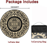 Homcomoda Round Outdoor Rugs for Patio 6ft Waterproof Clearance Reversible Patio Rugs Lightweight Outdoor Rugs Plastic Straw Rugs Portable RV Camping Rug Mat for Outdoor Porch Beach BBQ Beach Backyard Homcomoda