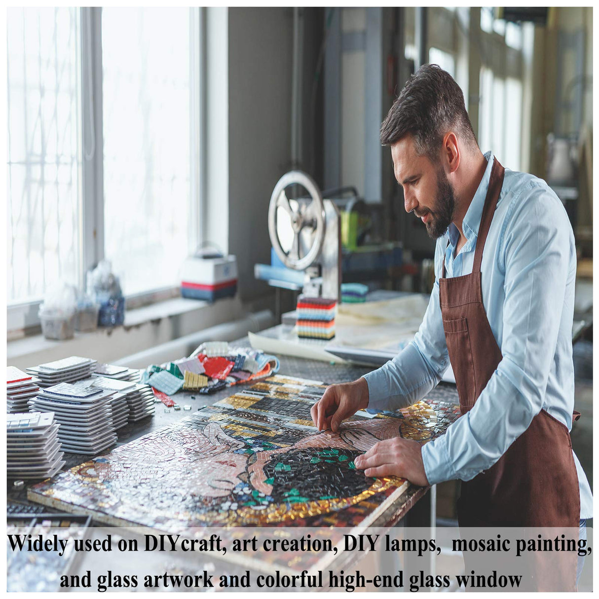 Csdtylh 1100 Pcs Mosaic Tiles, Glass Mosaic Tiles for Crafts Bulk, Stained Mosaic Glass Pieces, Mosaic Supplies for Home Decoration, Art Crafts, DIY Projects, Transparent (Mixed Shape) Csdtylh