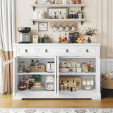 finetones Buffet Cabinet with Storage, 55.1" Large Sideboard Buffet Cabinet, White Kitchen Cabinet with 3 Drawers and 4 Doors, Wood Coffee Bar Cabinet for Kitchen Dining Room, White finetones