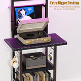 YAKANJ Record Player Stand with Led Light,Record Player Table with Vinyl Storage,Turntable Stand with Record Holder Vinyls Display Shelf for Music Room Studio,Black YAKANJ