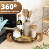 HGF Farmhouse 10" Lazy Susan Turntable Organizer for Table Top, Round Wooden Lazy Susan for Cabinet Kitchen Decor Centerpieces Coffee Table, Storage Condiments Spices, Bathroom Vanity Tray for Soap HGF