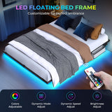 Tatub Queen Floating Bed Frame with LED Lights, Charging Station & Mattress Stabiliser Tatub