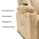 MCombo Zero Gravity Power Recliner Chair with Heat and Vibration Massage, Reclining Chair with USB & Type C Ports, Cup Holders for Living Room, Fabric 8015 (Beige) MCombo