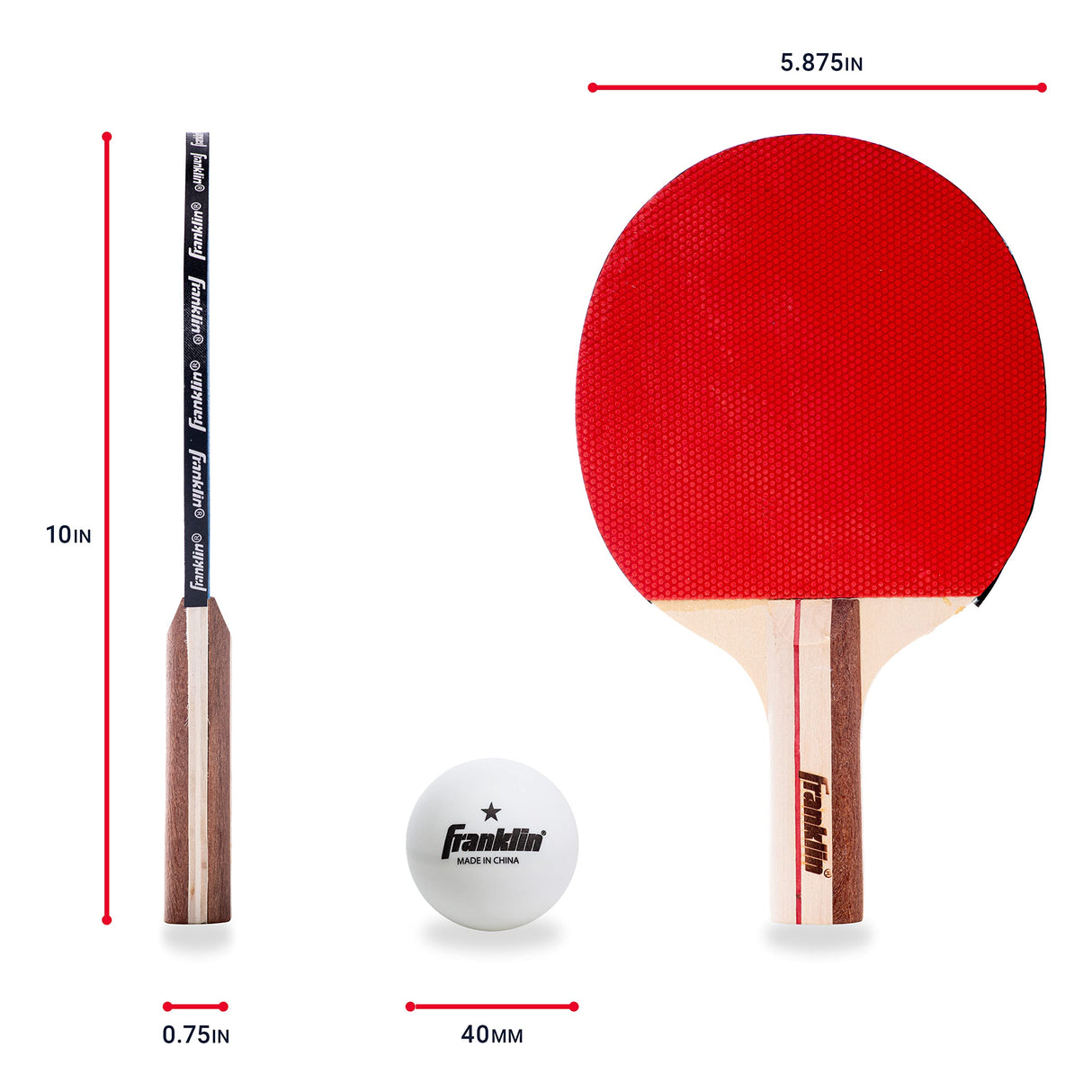 Franklin Sports Ping Pong Paddle Set with Balls - 4 Player Table Tennis Kit - (4) Ping Pong Paddles + (6) Balls - Red + Blue Table Tennis Rackets - Full Starter Kit Franklin Sports