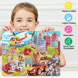 LELEMON Puzzles for Kids Ages 4-8 Vehicles Jigsaw Puzzles in a Metal Box for Kids Boys Girls 100 Pieces Fire Truck Ambulance Police Car Helicopter Aircraft Learning Educational Puzzles LELEMON