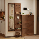 Wall Mirror Full Length,Wood Mirror with Shelf,Rustic Mirror with Hooks Full Length Mirror Wall Mounted Mirror with Multifunctional Design Panel,Living Room,Entryway KungFuWood