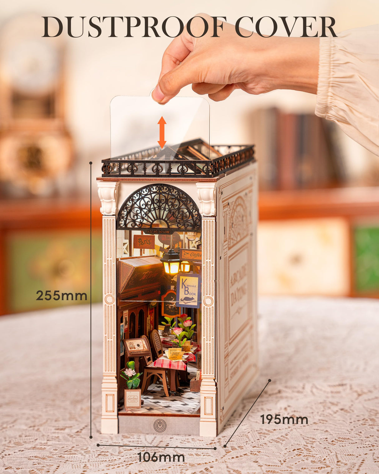 Rolife DIY Book Nook Kit for Adults European Arcade Street Scene, Miniature House Kits 3D Wooden Puzzle Booknook with LED Lighting, Home Decor Craft Creative Gift for Mom Dad Teens Rolife