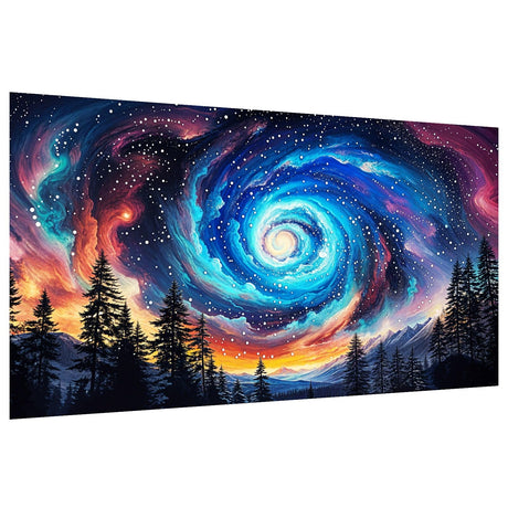 HeeBenor Large Aurora Diamond Painting Kits, 5D Mountain Landscape Diamond Art Kits for Adults, DIY Full Drill Forest Diamond Painting, Large Gem Art for Adults for Home Wall Decor 27.5 X 15.7 Inch HeeBenor