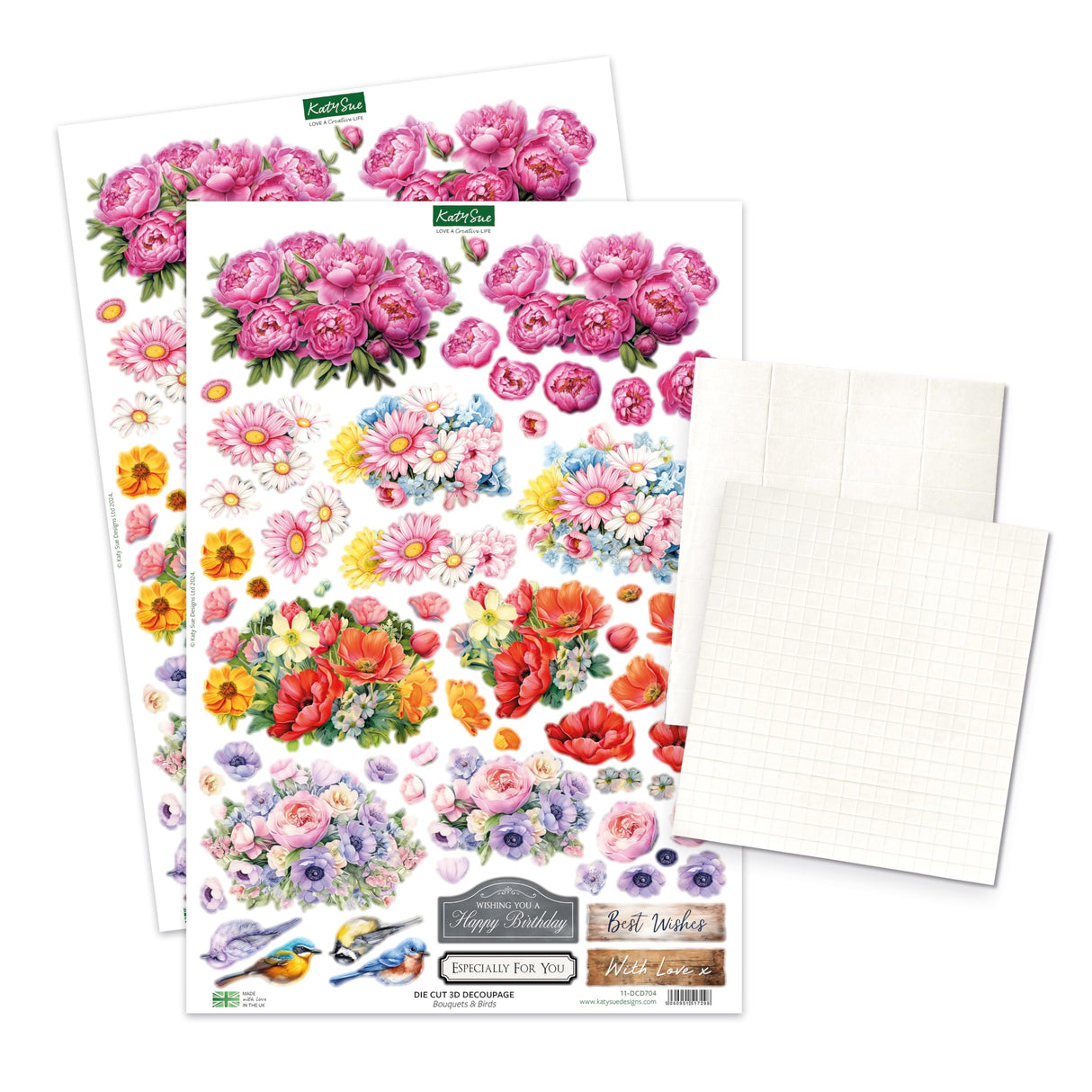 Katy Sue Wonderful Wellington Boots (Rubber Boots) Card Making Kit. 8 Shaped Cards, 2 Sheets of Die Cut Decoupage, 8 Envelopes, Adhesive Pads, & Instructions. for Card Making Supplies & Papercrafting Katy Sue