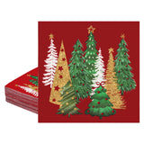 100Pcs Red Pines Trees Paper Napkins Christmas Disposable Party Napkin 6.5" Seasonal Winter Xmas Luncheon Hand Towel for Holiday New Year Party Table Decor AllReal