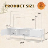 WLIVE Modern TV Stand for 65 Inch TV, Mid Century Entainment Center with Storage, TV Console with Open Shelf and 2 Cabinets for Bedroom and Living Room, TV Cabinet with Metal Legs, White WLIVE