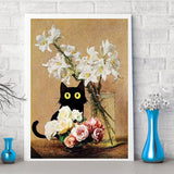 Diamond Painting for Adults and Beginners - 6pcs, 5D Round Diamond Digital Painting Kit, DIY Black Cat Diamond Art Painting, Matisse Van Gogh Living Room Bedroom Decoration (11.8x15.7 inches) GemZono