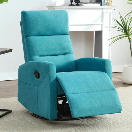 EZZUP 360° Swivel Recliner Chairs for Small Spaces, A Recliner with Side Pockets, Small Rocker Recliner for Living Room, Bedroom, Sky Blue Recliner Chair for Adults EZZUP