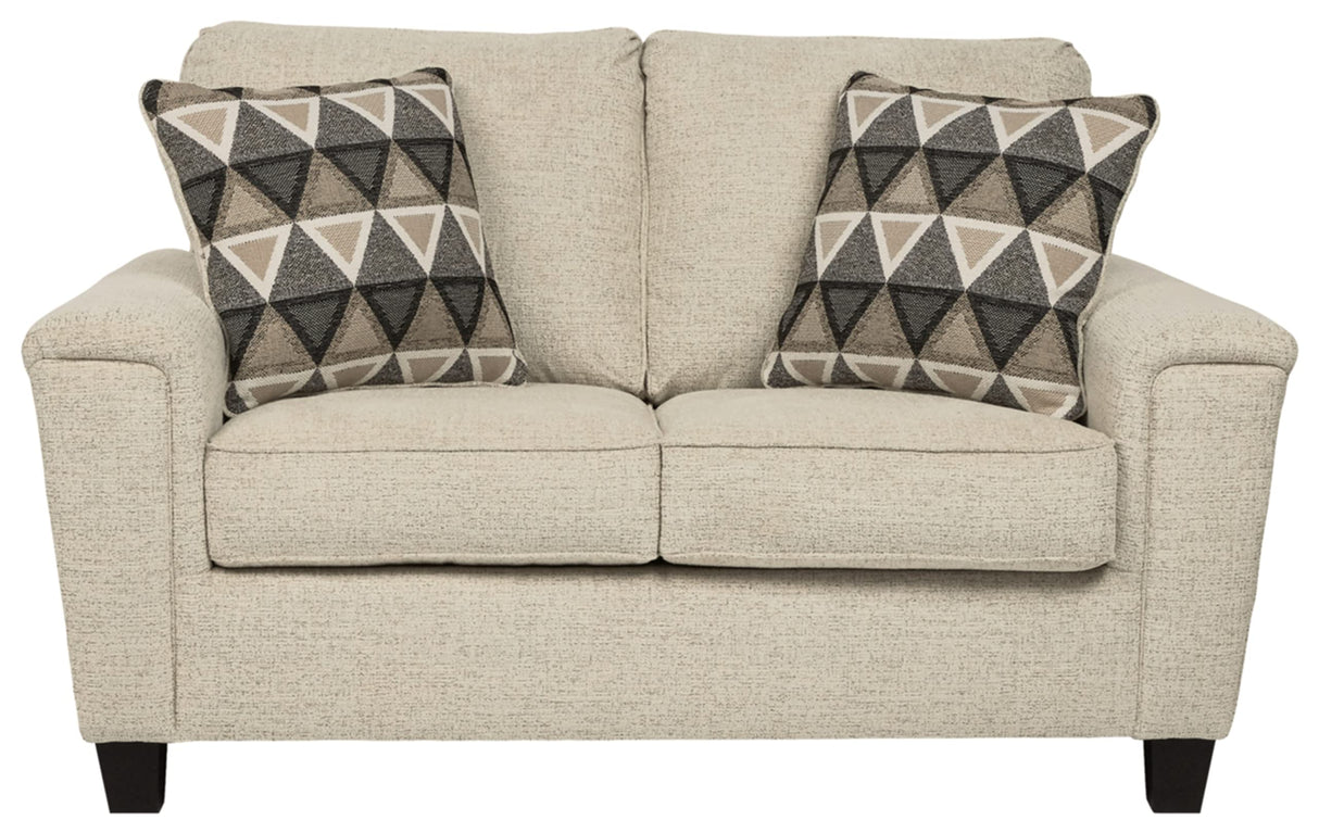 Signature Design by Ashley Abinger Chenille Contemporary Loveseat with 2 Accent Pillows, Beige Signature Design by Ashley