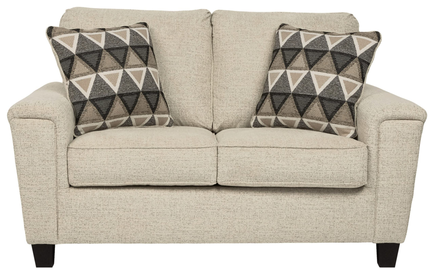 Signature Design by Ashley Abinger Chenille Contemporary Loveseat with 2 Accent Pillows, Beige