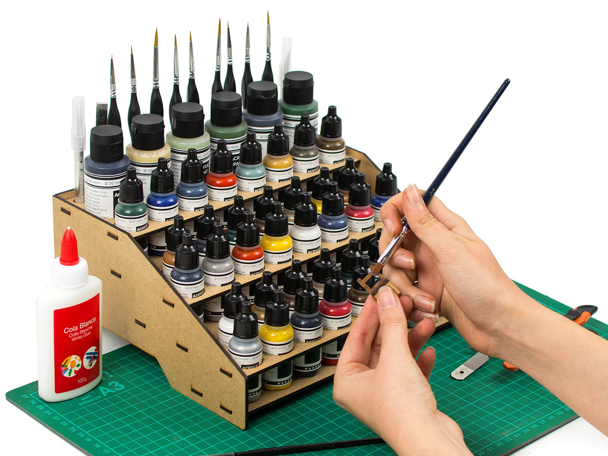 PROSCALE Paint rack organizer stand for modeling and miniatures. Vallejo paint rack kit Vallejo Army paint holder brushes miniatures modeling models (Rack A) PROSCALE