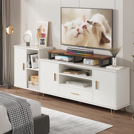 YAOHUOO 45" Large TV Riser for 32-60 inch TV, TV Riser Stand Shelf with Steel Legs,Tabletop TV Stand Riser for Home Office,Rustic Brown YAOHUOO