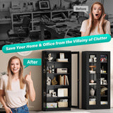 SISESOL Metal Storage Cabinet with Lock and Glass Doors,Glass Display Cabinet,67" Tall Black Storage Cabinets,Locking Curio Cabinets with 5 Shelves for Collectibles,Home,Office,Living Room SISESOL