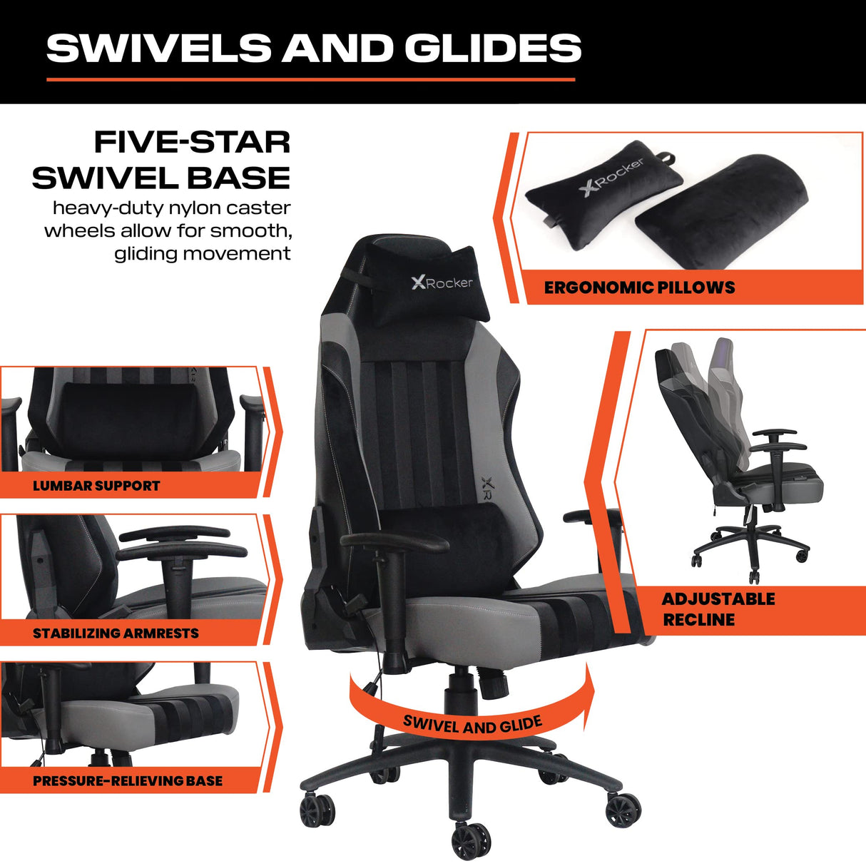 X Rocker Sigma PC Computer Gaming Office Desk Chair, with Headrest RGB LED Lights, Adjustable Seat and Armrest, 0780401, 24.41" x 49.8" x 20.87", Black X Rocker