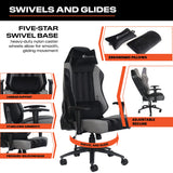 X Rocker Sigma PC Computer Gaming Office Desk Chair, with Headrest RGB LED Lights, Adjustable Seat and Armrest, 0780401, 24.41" x 49.8" x 20.87", Black X Rocker