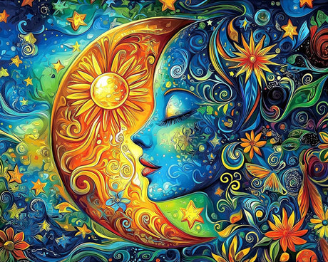 GEEHEIY Paint by Numbers Kit for Adults Beginner - Sun and Moon Adult Paint by Number Kits on Canvas, DIY Acrylic Oil Number Painting for Adults, Perfect for Home Decor Gift 16x20 Inch GEEHEIY