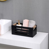 HXGONYI Bathroom Decor Box Toilet Tank Basket Toilet Paper Holder,Wood Bathroom Baskets with Handles,Farmhouse Rustic Wood Storage Box For Kitchen,Office,Bedroom,Closet 12 x 5.9 x4.9inch,Black HXGONYI