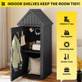 Fancyango Outdoor Resin Storage Shed, Upgrade Durable Storage Cabinet with Removable Shelves and Lock Ring, Reinforced Floor, All-Weather Construction for Garden Patio Lawn (Black) Fancyango