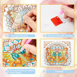 Hsei 4 Pcs Diamond Painting Coin Purse Pouch Leather DIY Rhinestone Paint Handmade Clutch Change Holder Change Purse Diamond Painting Bags for Adults Women Craft Makeup (Mandala, Butterfly) Hsei