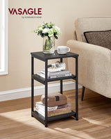 VASAGLE Side Table, Small End Table, Tall Nightstand for Living Room, Bedroom, Office, Bathroom, Classic Black ULET273B16 VASAGLE