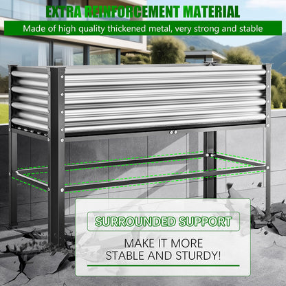 Doniks Raised Garden Bed with Legs, 48×24×32in Large Outdoor Metal Galvanized Garden Planting Box, 600lb Capacity for Vegetables Lawn Green Flowers, Fruits, Terrace