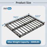 DiaOutro 4 Inch Full Size Box Spring with Fabric Cover, Noise Free Mattress Foundation, Heavy Duty Bed Base, Easy Assembly, Black, White DiaOutro