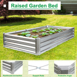 JERIA 6×3×1ft Raised Garden Bed with Support Rods,Galvanized Raised Garden Bed Kit Outdoor Metal Gardening Planter Box for Vegetable, Fruits, Flower JERIA