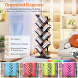 HOOBRO Tree Bookshelf, 9-Tier Bookcase with LED Lights, Space-Saving Book Shelf, Holds Books, CDs, Floor Standing Bookcase for Office, Living Room, Bedroom, Black BB08DSJ01 HOOBRO