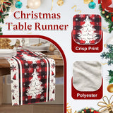 Buffalo Plaid Christmas Tree Christmas Table Runner, Red Winter Holiday Kitchen Dining Christmas Table Decoration for Indoor Outdoor Home Party Decor 13x72 Inch (Christmas Tree) Lapensa