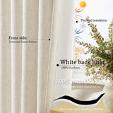 Jowels Natural Linen Blackout Curtains 108 Inch Length 2 Panels Set for Living Room Bedroom, Pinch Pleated Thermal Insulated 100% Black Out Curtains with Hooks, Room Darkening Back Tab Drapes Beige Jowels