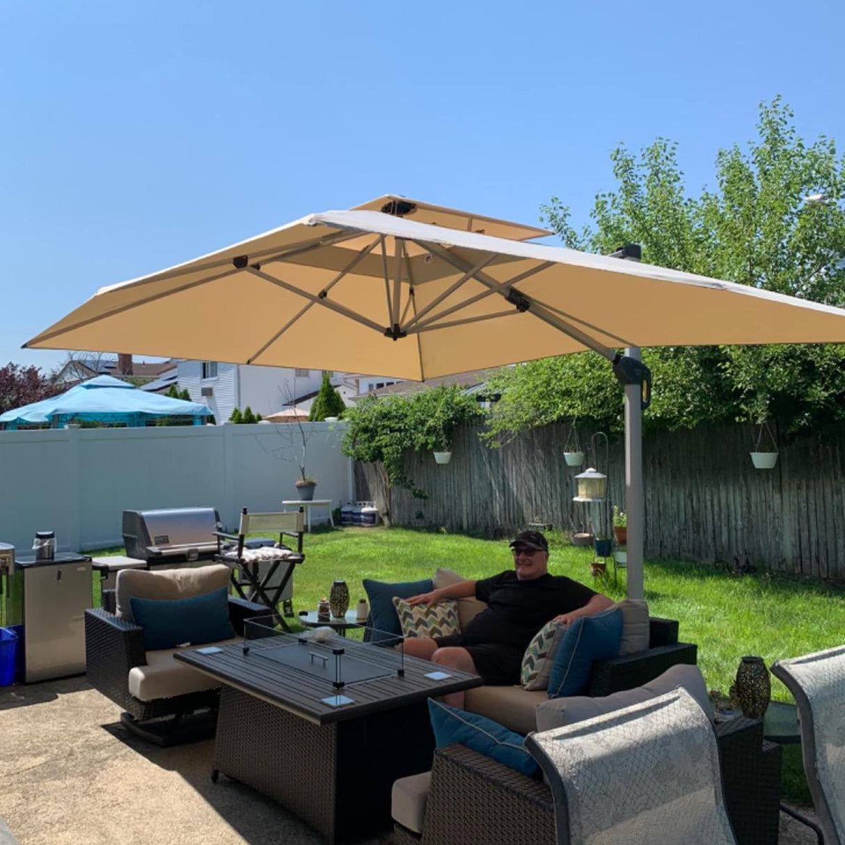 PURPLE LEAF 10' X 13' Patio Umbrella Outdoor Rectangle Umbrella Large Cantilever Umbrella Windproof Offset Umbrella Heavy Duty Sun Umbrella for Garden Deck Pool Patio, Beige PURPLE LEAF