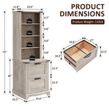 OKD 72" Tall Bookshelf with 2 File Drawers, Farmhouse 4-Tier Bookcase with Storage, Adjustable Shelves & File Holder, Wood Rustic Deep Bookshelves for Home Office, Library (Light Rustic Oak) OKD